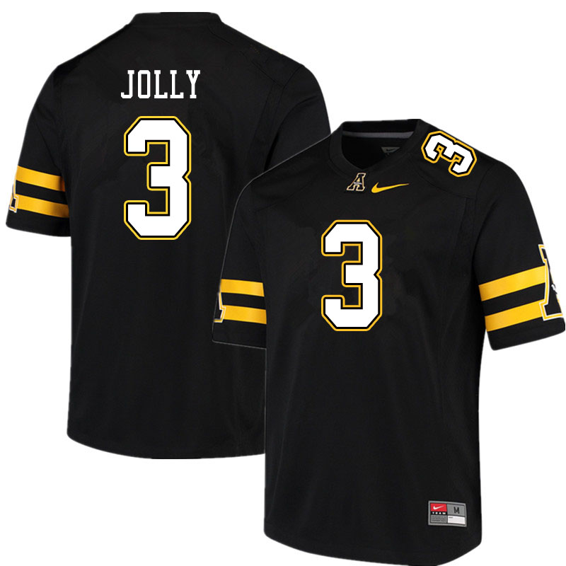 Men #3 Shaun Jolly Appalachian State Mountaineers College Football Jerseys Sale-Black